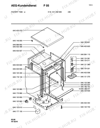 Взрыв-схема посудомоечной машины Aeg FAV7080-W GB - Схема узла Housing 001